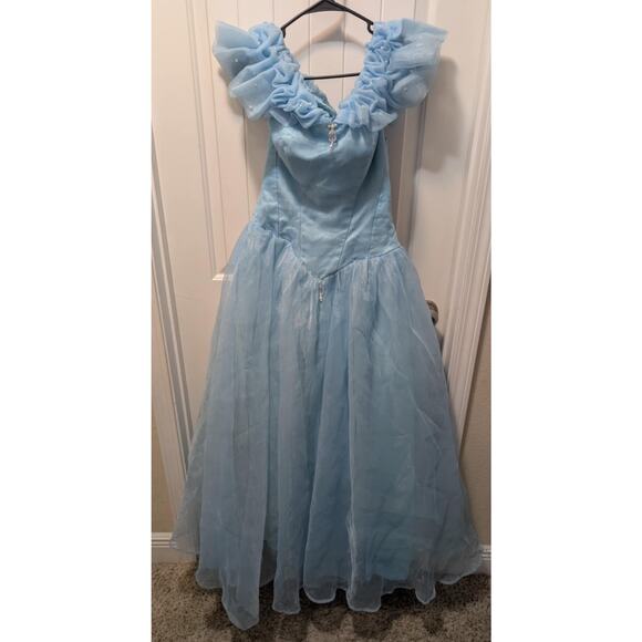Women’s Blue Fairy Tale Cinderella Dress Costume Corset Back Pearls Size 10 - Picture 1 of 16